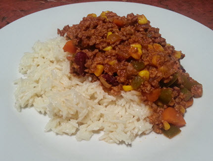Olya's Mexican mince and rice